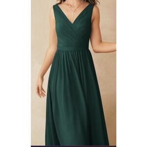AW BRIDAL SZ 10 L dark emerald Gwyneth wedding bridesmaid maxi dress party B59
